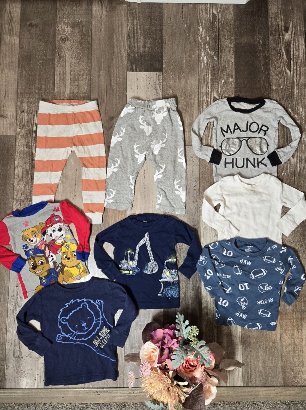 Assorted Baby Boy Pajama Tops & Bottoms – 8pc Bundle – Size 12M / 12–18M / 18M